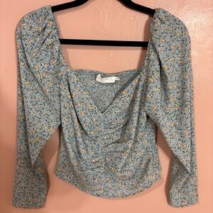 Blue Peach Floral Women's Top